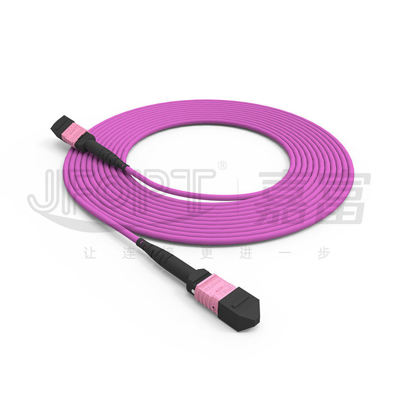100G MTP Yama Kablosu 24 Çekirdek Çok Modlu OM4 50/125 LSZH 3.0-4.0mm Heather Violet Jumper