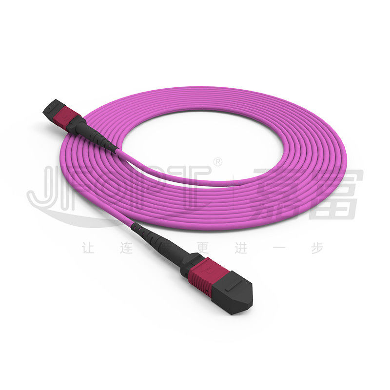 MPO-MPO Tek Tüp Gövde Kablosu 12 Çekirdek 2.0mm OM3 OM4 Mor Fiber Kablo