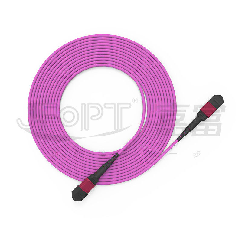 MPO-MPO Tek Tüp Gövde Kablosu 12 Çekirdek 2.0mm OM3 OM4 Mor Fiber Kablo