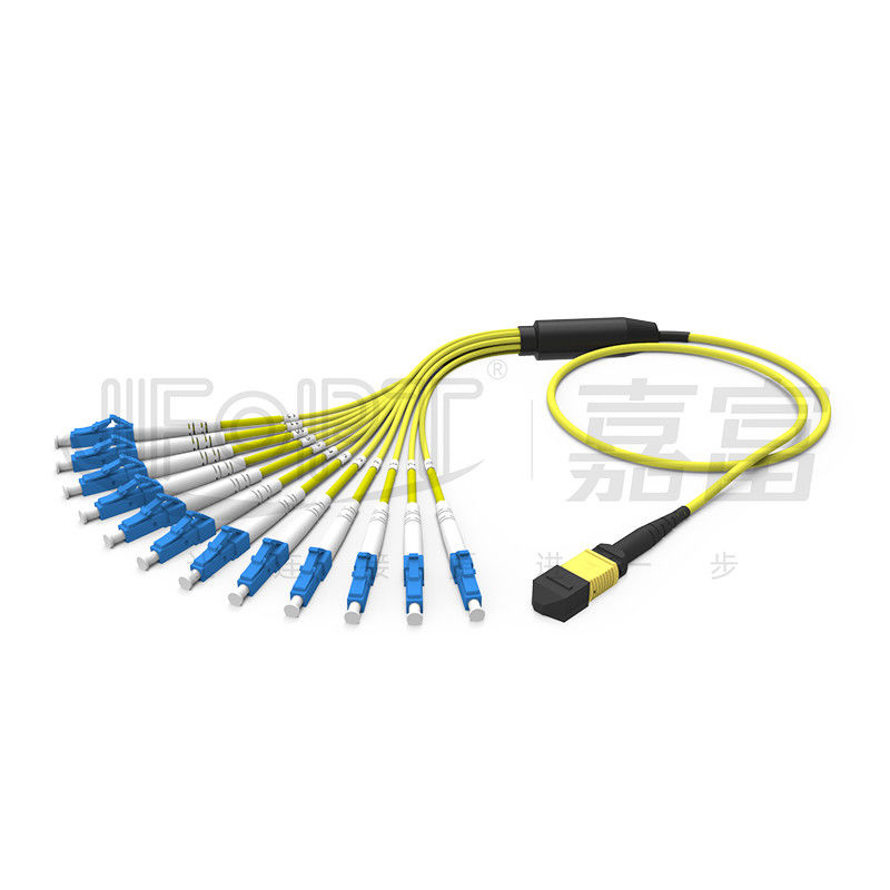 12 Fiber Çift Yönlü MPO Çıkış Kablosu MPO-LC/SC/FC/ST Çok Modlu 50/125 3.0mm LSZH Aqua