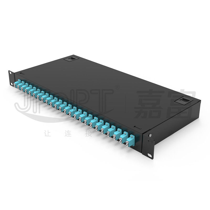 1U Aletsiz Bağlantı Paneli 24 Bağlantı Noktalı Raf Montajlı Bağlantı Paneli LC Dubleks 48 Fiber
