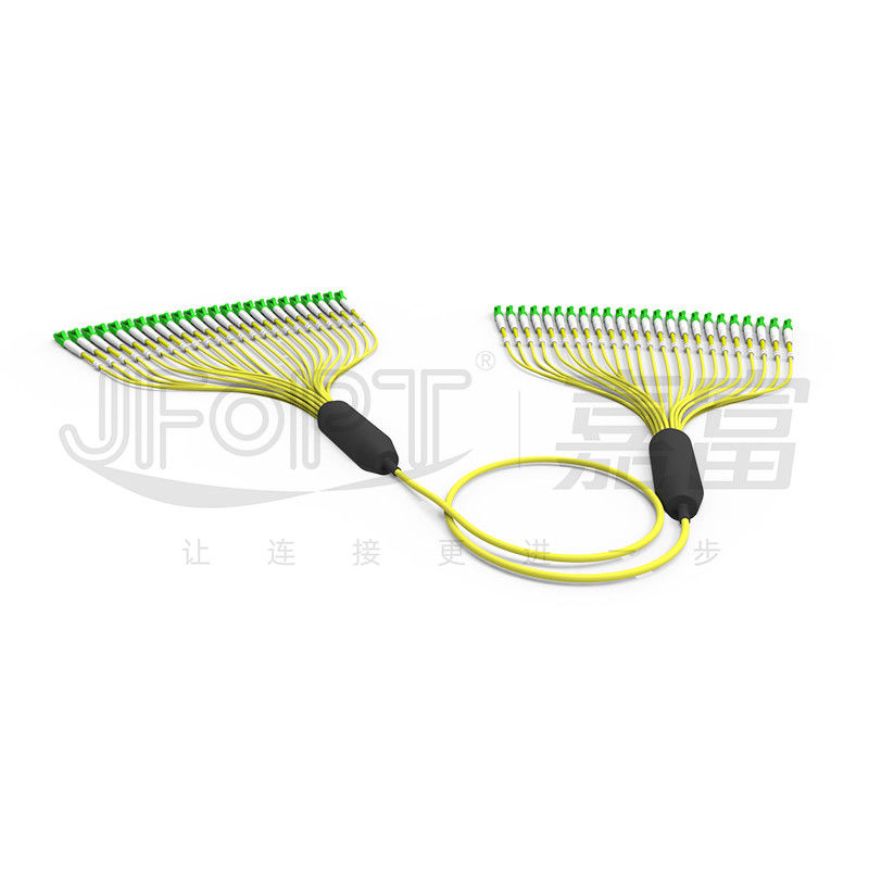 3,0 mm Önceden Sonlandırılmış Fiber Optik Kablo 24 Çekirdek G657A1 Sarı Dış Kılıf LC/APC Şubesi