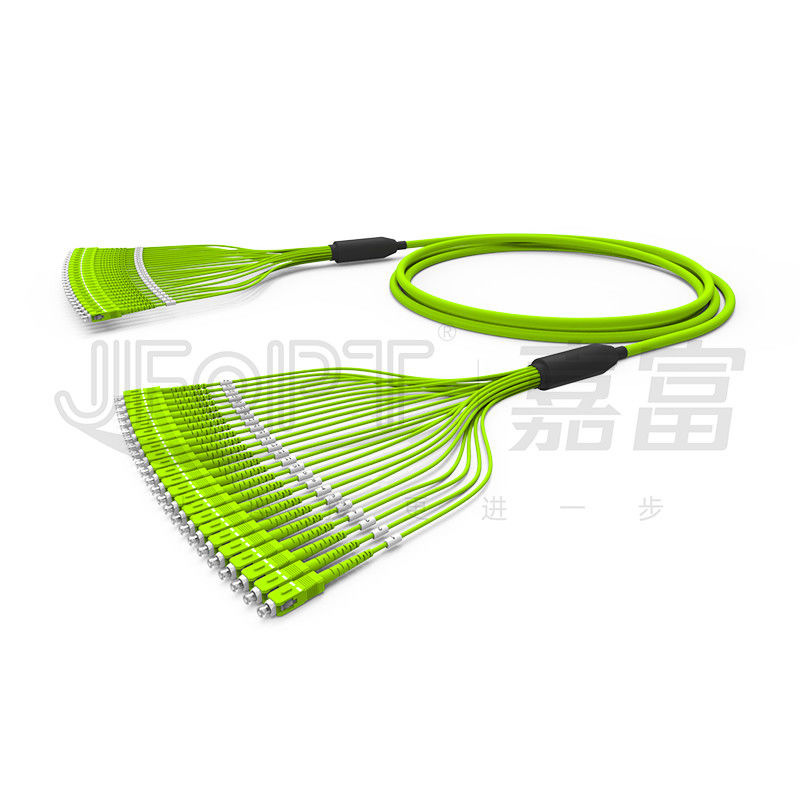 Önceden Sonlandırılmış Paket Fiber Optik Kablo 24 Çekirdekli Çok Modlu OM5 PVC Kılıf SC / APC ile 0.5m Dallanma