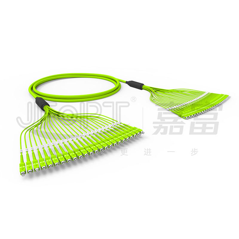 Önceden Sonlandırılmış Paket Fiber Optik Kablo 24 Çekirdekli Çok Modlu OM5 PVC Kılıf SC / APC ile 0.5m Dallanma