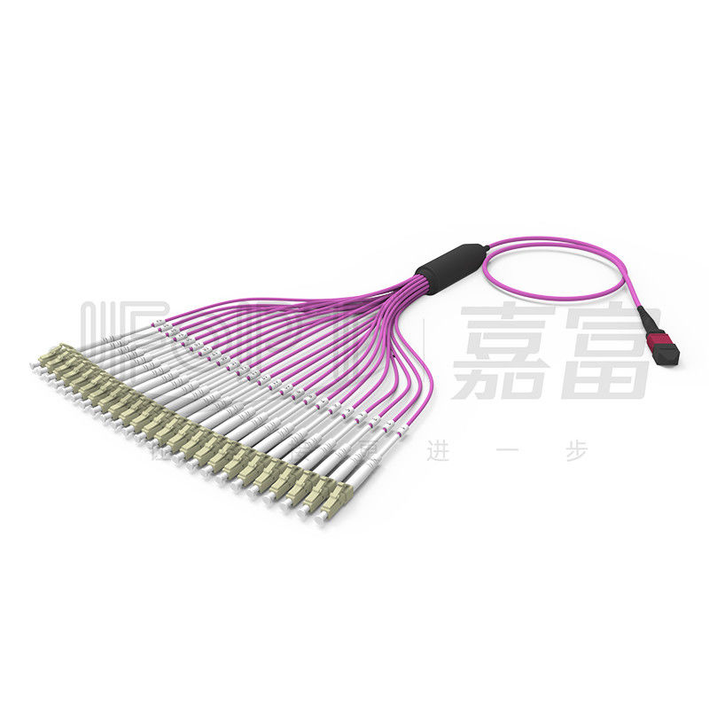 Yüksek yoğunluklu veri merkezi için multimod OM4 24 çekirdekli MPO'ya LC fiber kablosu LSZH