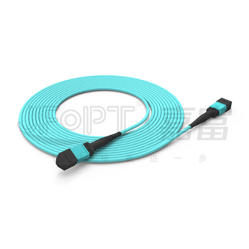 MPO-MPO Trunk Kablo Aqua Round Boot Fiber Optic Pigtail Patch Cord için Çeşitli Ağ Çözümleri