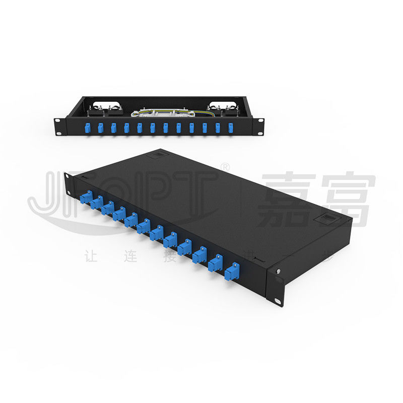 LC/SC/FC/ST Rack Mount Fiber Patch Panel 12/24core 19 inç Boyut Kapı Düğmesi Açılışı