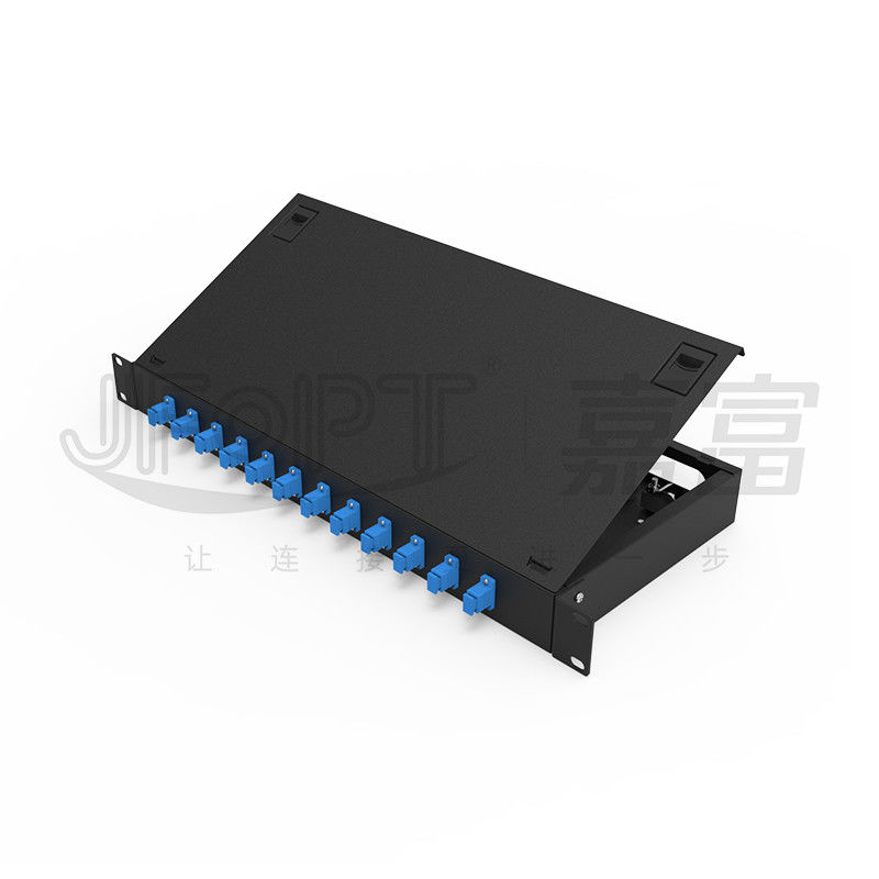 LC/SC/FC/ST Rack Mount Fiber Patch Panel 12/24core 19 inç Boyut Kapı Düğmesi Açılışı