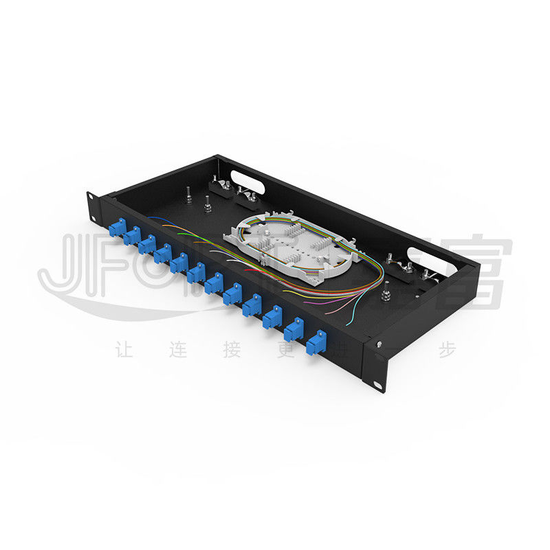 LC/SC/FC/ST Rack Mount Fiber Patch Panel 12/24core 19 inç Boyut Kapı Düğmesi Açılışı