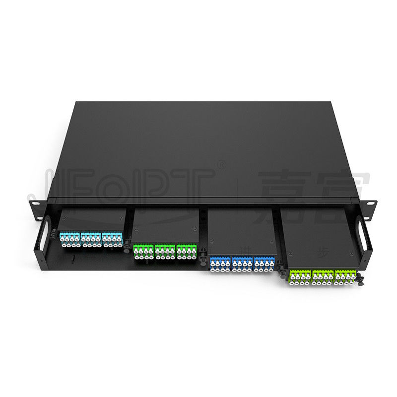 19 inç 1U 96 Core 4 Pieces Module Box MPO Patch Panel ODF Default Standard Wire Sequence LC Metal Rack Montajlı