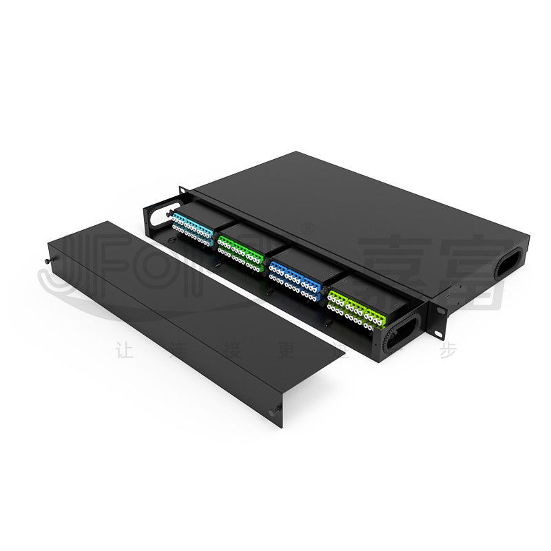 19 inç 1U 96 Core 4 Pieces Module Box MPO Patch Panel ODF Default Standard Wire Sequence LC Metal Rack Montajlı