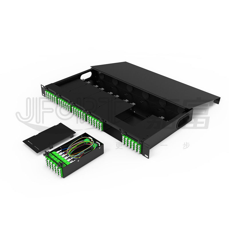 Yüksek yoğunluklu LC Dörtlü Adaptörü için Modüler Şasi MPO SM SL 144 çekirdekli MPO-LC Patch Panel Füzyonsuz Modül Kutusu