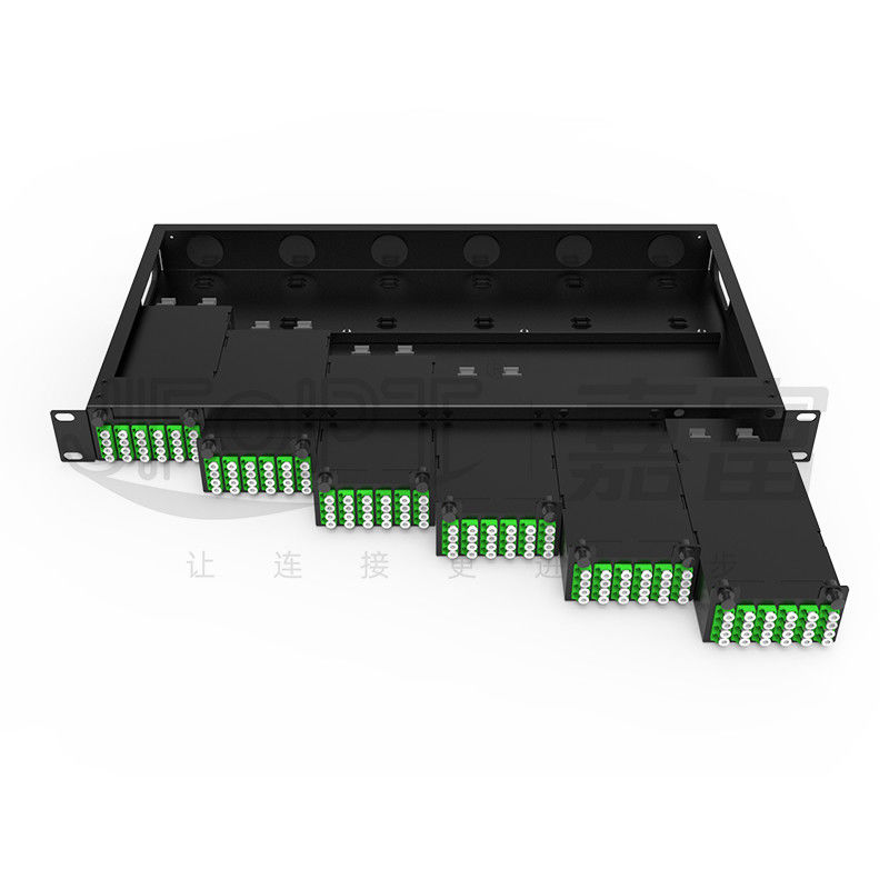 Yüksek yoğunluklu LC Dörtlü Adaptörü için Modüler Şasi MPO SM SL 144 çekirdekli MPO-LC Patch Panel Füzyonsuz Modül Kutusu