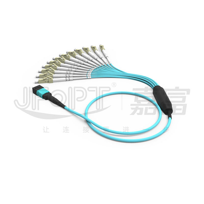 MPO Patch Cord OM3 OM4 MPO-LC Breakout Kablo 1 3 5 10 Meter LSZH/PVC Ceket 850/1300nm Aqua