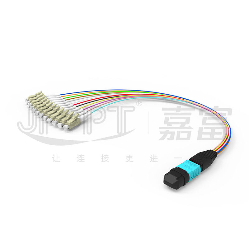 SENKO MPO LC Breakout Kablo Düşük Kayıplı Ekleme Aqua/Beige Bağlantısı 850/1300nm 0.9mm Fiber Optic Patch Cord