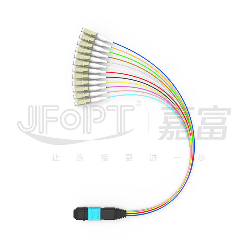 SENKO MPO LC Breakout Kablo Düşük Kayıplı Ekleme Aqua/Beige Bağlantısı 850/1300nm 0.9mm Fiber Optic Patch Cord