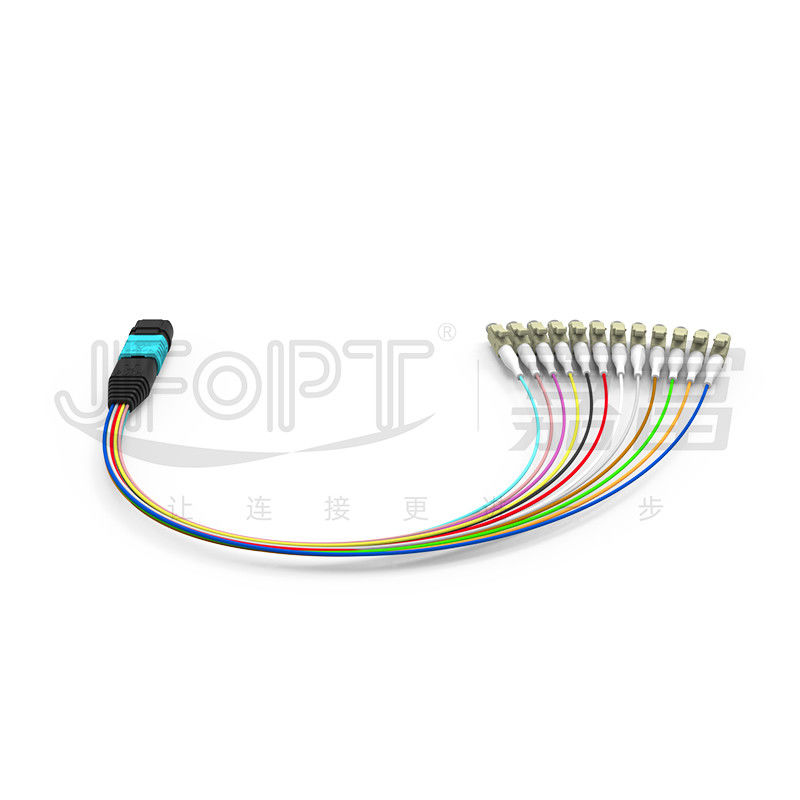 SENKO MPO LC Breakout Kablo Düşük Kayıplı Ekleme Aqua/Beige Bağlantısı 850/1300nm 0.9mm Fiber Optic Patch Cord