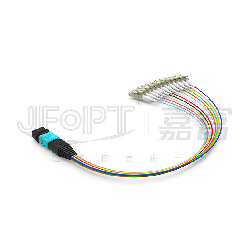 SENKO MPO LC Breakout Kablo Düşük Kayıplı Ekleme Aqua/Beige Bağlantısı 850/1300nm 0.9mm Fiber Optic Patch Cord