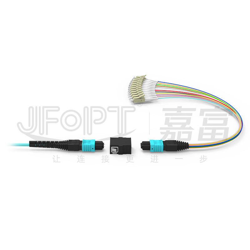 SENKO MPO LC Breakout Kablo Düşük Kayıplı Ekleme Aqua/Beige Bağlantısı 850/1300nm 0.9mm Fiber Optic Patch Cord