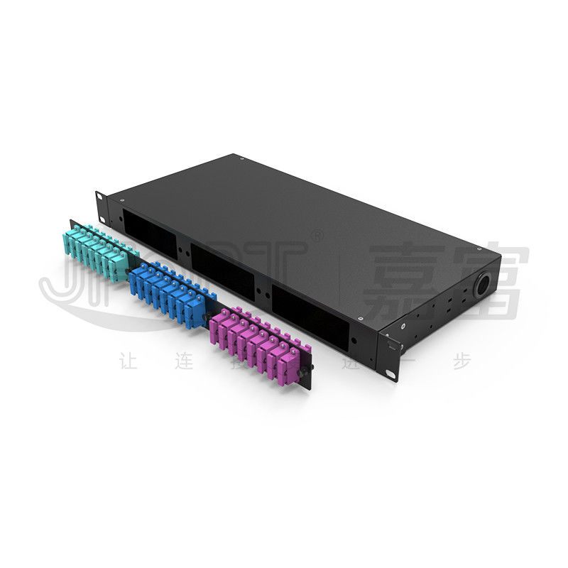 1U Sabit Patch Panel Kapasitesi 12/24/48 Fiber Rack Mount Patch Panel Optonal LC/SC/FC/ST Adaptörleri