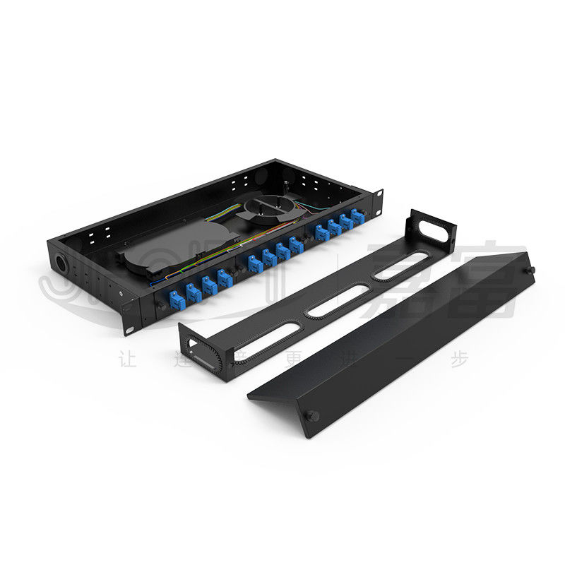1U Sabit Patch Panel Kapasitesi 12/24/48 Fiber Rack Mount Patch Panel Optonal LC/SC/FC/ST Adaptörleri