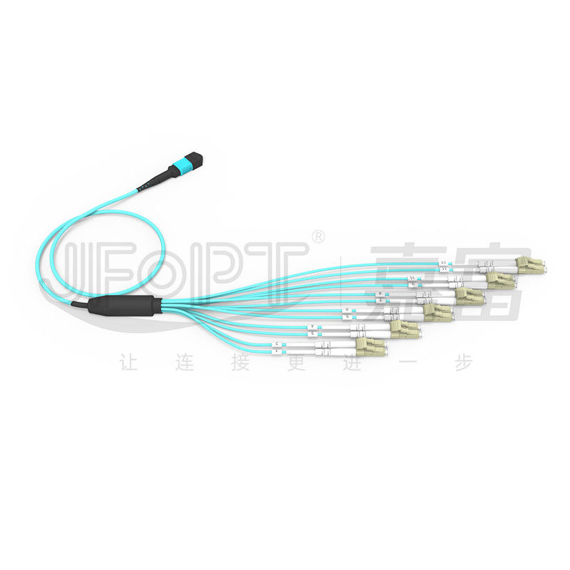 LC Bağlantısı 12 Fiber Tek OM3 OM4 MPO Sonu LC Duplex Sonu ile MPO Çıkış Kablosu