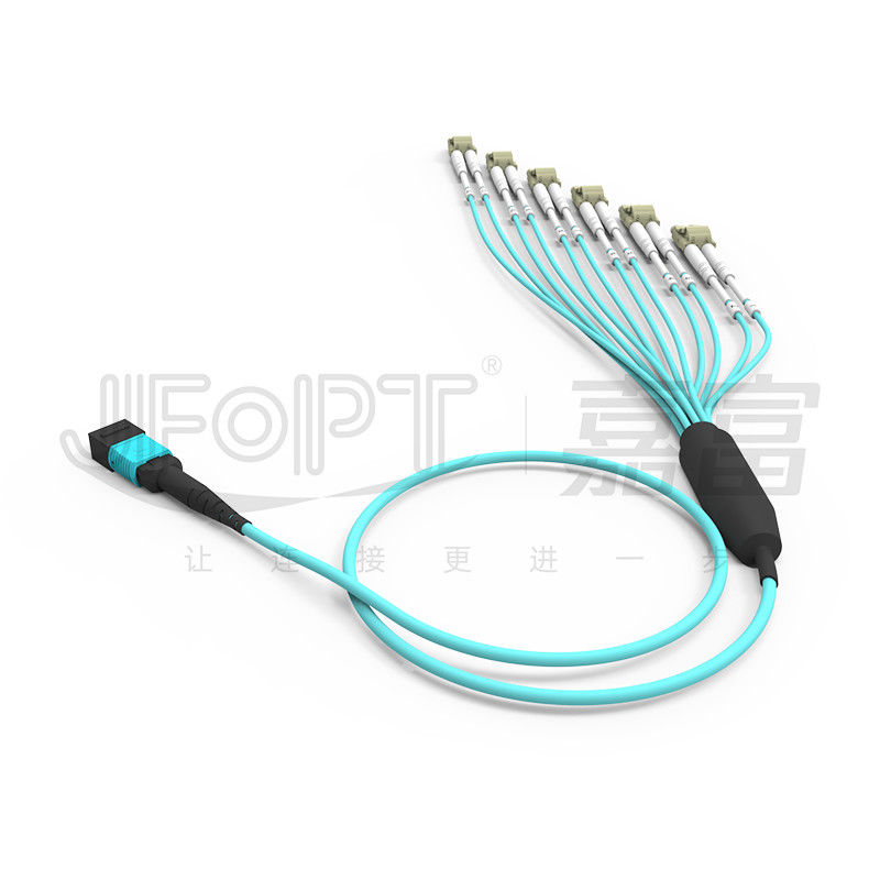 LC Bağlantısı 12 Fiber Tek OM3 OM4 MPO Sonu LC Duplex Sonu ile MPO Çıkış Kablosu