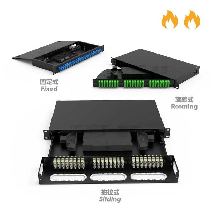 Gri Füzyon Splice Tepsisi Rack Mount Fiber Patch Panel Elektrostatik püskürtme kaplama döner tepsisi